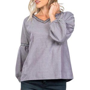 BOHO DROP SHOULDER EMBROIDERY BLOUSE